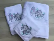Personalised Towel Elephant Kids Baby Newborn Gift White Hand Towel Face Washer
