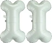 White Dog Bone Foil Balloons,Dog Birthday Party Supplies Decorations,2Pcs