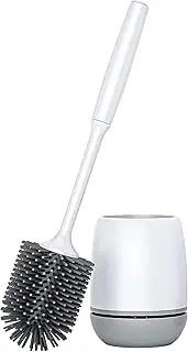 EPWIOR 360 ° Silicone Toilet Brush and Stand - Wall Mounted, Comfortable Handle, Easy to Clean, No Need for Drilling Installation
