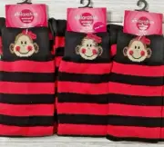 Xhilaration Monkey Striped Knee High Socks 3 Pair Womens Size 4-10