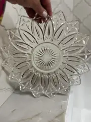 4 FEDERAL GLASS 1950’s Clear Glass Flower Petal Pattern, 11.5