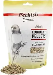 Peckish Adult Lorikeet Pellets, Blueberry 500g - Balanced Diet for Lories & Lorikeets, Natural Blueberry Sweetness, Essential Vitamins & Minerals - Ideal for Daily Feeding & Breeding