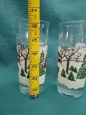 Vintage Libbey Currier and Ives Tumbler Glasses Winter Scene