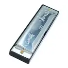 Versatile 20 Tune C Key Harmonica with Case for Kids - Silver Top Design