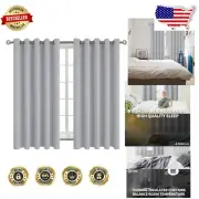Luxurious Light Grey Grommet Drapes - Blackout Curtains 70x63 Inch for All Rooms