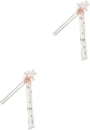 Beatifufu 2 Pcs Retro Flower Tassel Hair Stick Chinese Style Headdress Hairpin for Women