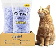 Crystal Cat Litter, Rapid Odor & Moisture Absorption Last up to 6 Weeks, Low Tracking for Less Mess, Unscented Non-Clumping White & Blue Silica Gel Crystals, 1 Pack 8.8lb