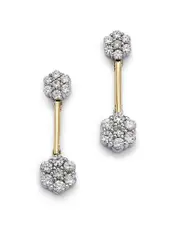Bloomingdale's Fine Collection Diamond Flower Cluster Drop Earrings in 14K Yellow & White Gold, 1.25 ct. t.w.