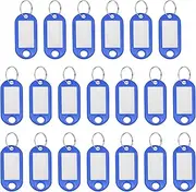 uxcell Plastic Key Tags with Split Ring Label Window Identifiers ID Keychain Tags, 4.7x2mm Fit for Name Luggage (20Pcs, Navy Blue)
