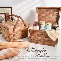 在飛比找博客來優惠-【Homely Zakka】編織木片掀蓋手提野餐籃/收納籃/