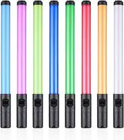 20W Handheld Light Wand P graphy Light Bi-Color Tempe ure 3000K-6500K Dimmable 0%-100% CRI＞85 with Mult e Special Lig ng Effects Carrying Bag Remote Control for Party Live Streaming Black One Size