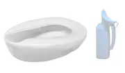 COMBO Bed Pan + Female Urinal Bottle w/ Lid