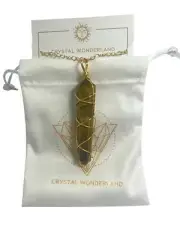 Crystal Wonderland Double Terminated Tigers Eye Gold Pendant