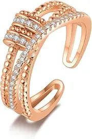 Anxiety Ring Fidget, Adjustable Women Spinner Rings, Open Finger Rings with Rotatable Beads, Spinner Fidget Rings for Anxiety Relief Stress
