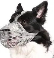 Crazy Felix Dog Muzzle, Soft Mesh Muzzle for Small Medium Large Dogs Labrador German Shepherd, Breathable Adjustable Mouth Guard for Biting Chewing Scavenging, Allows Panting and Drinking(Grey, M)