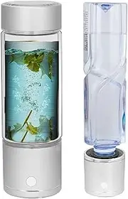 Portable Hydrogen Water Bottle Hydrogen Water Generator SPE Electrolytic Hydrogen Water Ionizer Machine 5 Minutes Hydrogen Molecular Concentration Up to 6000 PPB for Home Travel 200 Ml
