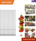 12PCS Kabob Skewers Flat Metal BBQ Barbecue Skewer 14" Long Stainless Steel S...