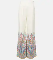 [Etro] Etro Printed cotton-blend wide-leg pants AU 14 white