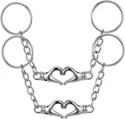 [DEARMAMY] 2 Pairs Magnetic Heart Key Chain Mens Jewellery Magnetic Heart Charm Jewellery Making Kit Mens Bracelets Australia Matching Keychains for Couples Bracelet Men Zinc Alloy Silver