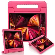 Apple iPad Air 11 2024 Kids Eva Case, Kickstand Shockproof Heavy Duty Protective Stand Cover (Hot Pink)