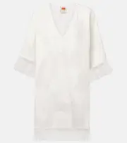 [Farm Rio] Farm Rio Embroidered cotton-blend minidress AU 12 white