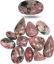 [JAI GEMS] 5 Pcs Natural Pink Rhodonite Crystal Cabochon Pear & Oval Shapes in 25-35MM | Jewelry Making Sapplies, 25-35mm, Gemstone, pink rhodonite