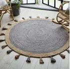 Rug Grey Round Jute Carpet 100% Farmhouse Natural Jute Braided Tasal Rustic Mat