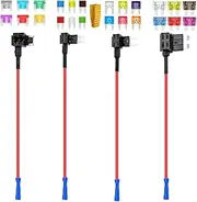 4 Pack Assorted Fuse Taps (Micro2, Mini, Low Profile Mini, Standard) & 37 Blade Fuses, Add-A-Circuit Adapter, Fuse Puller - Ideal for Cars, Trucks, SUVs, ATVs, Boats Complete Kit (4Pack)