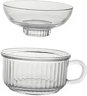 UTHCLO Glass Cereal Bowl with Lid Heat Resistant Tempered Glass Breakfast Cup Decorative Instant Noodle Mug for Home Restaurants Easy to Clean Practical Serving Bowl