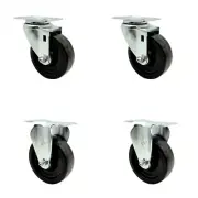 4 Inch Phenolic Wheel Swivel Top Plate Caster Set with 2 Rigid Service Caster