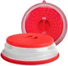 Meat Red Microwave Plate Cover, Collapsible, Food Safe Topper Prevents Splatt...