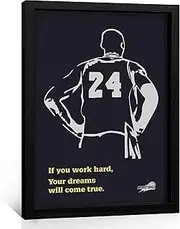 TBPOA NBA Stars Motivational Framed Wall Art Kobe Bryant Poster Boys Room Basketball Poster Basketball Fans Decorative Wall Art Home,Office,Gym Motivational Decoration(8x10in black)