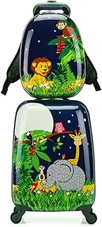 [YIDAX] 18" Kid Carry on Suitcase and 12" Backpack 2 Pcs Set Children's Luggage Set Travel Trolley Case for Boy Girl,Animal