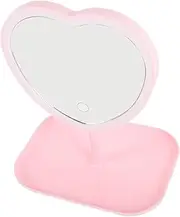 WOONEKY Makeup Mirror Stand Heart Shape Led Lights Magnifying Compact Mirror for Desktop Aesthetic Tabletop Decor
