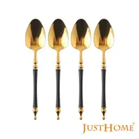 在飛比找momo購物網優惠-【Just Home】霧黑金奢304不鏽鋼點心匙4件餐具組(