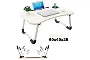 Foldable Computer Study Bed Desk Adjustable Portable Laptop Stand Table With Cup Slot