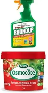 Roundup Regular Ready to Use Weed Killer (1L) + Osmocote Vegetable and Herb Controlled Release Fertiliser (700g)