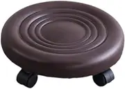 ＫＬＫＣＭＳ Low Rolling Stool Step Stool with 360° Caster Low Small Stools PU Leather Sturdy Pedicure Stool for Manicure Mechanic, Browm