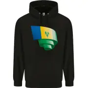 Curled Saint Vincent and Grenadines Flag Football Childrens Kids Hoodie