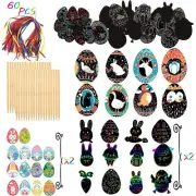 Easter Scratch Paper Art for Kids - 60 Pcs Magic Rainbow Scratch Paper Black Scr