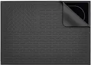 AWINNER Silicone Electric Stove Cover Mat,Ceramic Stove Heat Resistant Glass Cooktop Flat RV Range Stovetop top Protector,XL Dish Drying Mats for Kitchen Stars Stripes Design (Silicone Black, 28"x20")