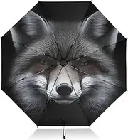 [PDZRMY] Fox Head Cool UV Protection Travel Umbrella Compact for Rain and Sun - Auto Open and Close UPF 50+ Windproof Portable 46” Sun Umbrella for Women and Men