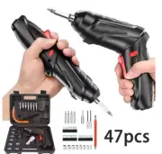 47PCS Cordless Screwdriver Drill Driver Screw Bit Set Rechargeable Electric Tool