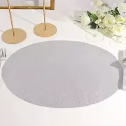 6 SILVER 12" Oval Glittered Faux Leather PLACEMATS Wedding Decorations