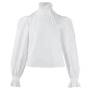 [pushBUTTON] White Embroidery Frill Blouse