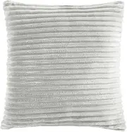 Dreamaker Embossed Fleece Cushion 45 x 45cm Striped Decorative Filled European Throw Cushions Square Pillow Warmth Cozy Luxurious Silky-Soft Wrinkle Resistant Velveteen Fabric - Silver Grey