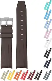 [Generic] 20mm Curved End Rubber Band For Rolex Daytona And GMT, Replacement Watch Bands With Buckle For Rolex Watches Silicone Rubber Watch Strap - Multiple Colors