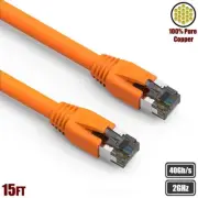 15FT Cat8 RJ45 Network LAN Ethernet S/FTP Patch Cable Copper 2GHz 40Gbps Orange