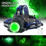 Green Light Zoom LED Headlamp Head Light Predator Hunting Lamp Torch Warning