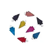 Arrowhead Shape Multi Color Sugar Druzy Silver Plated DIY Connectors Lot 8 Pcs